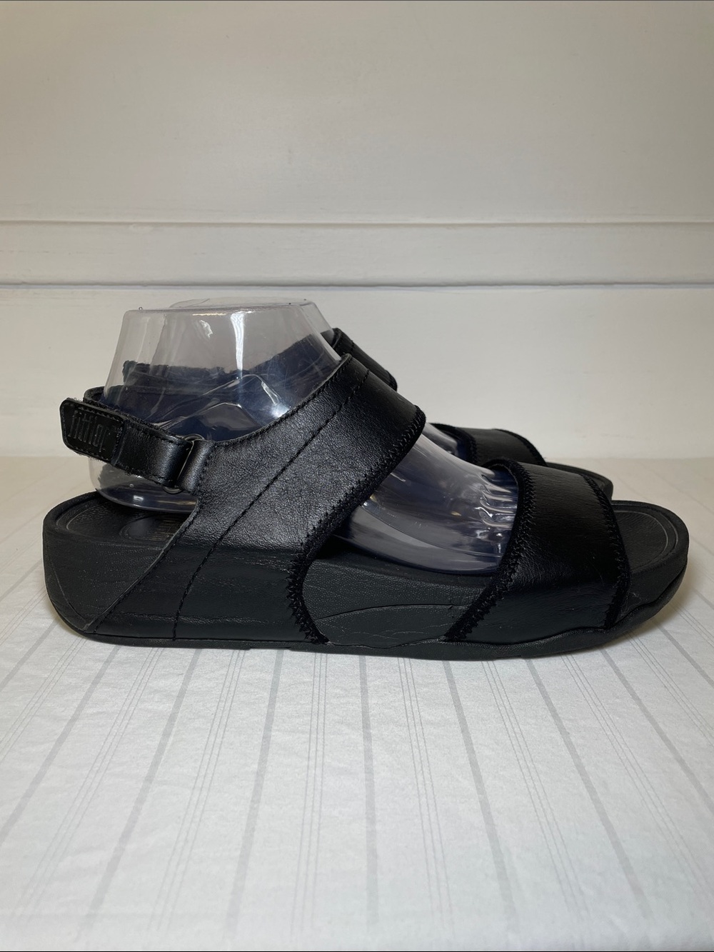 Fitflop Black Wedge Slingback Adjustable Strap Sandal Size 10 Wobble Board Tech